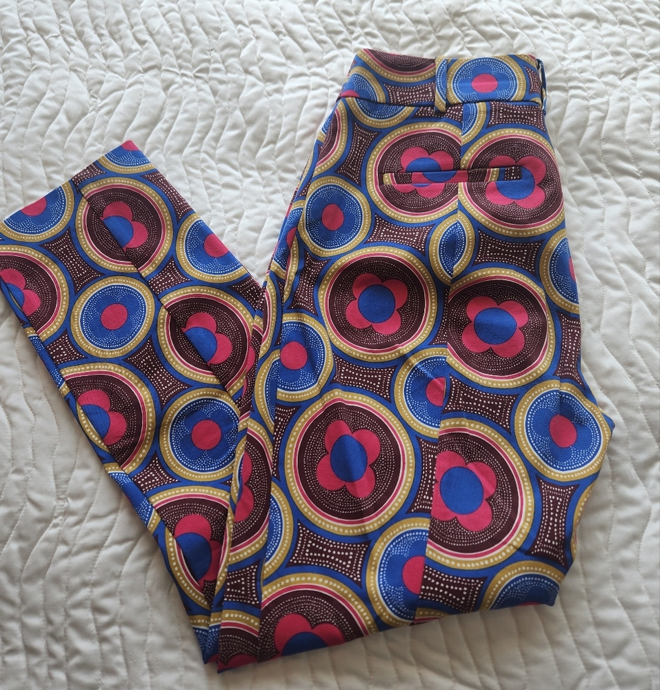 Anthropologie Multicolor Circular-Print Leggings — Blue, Pink, Gold, Brown